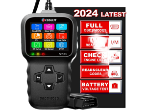 Car Code Reader OBD2 Scanner, SC103 Diagnose Tool Vehicle DTC Lookup Check Engine Light Freeze Frame Live Data Stream Voltage Test for Cars and Trucks Since 1996