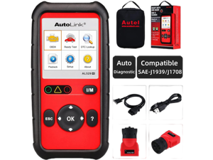 Autel AutoLink AL529HD with Screen Wiper OBD2 Scanner Heavy Duty Truck Code Reader AutoVIN Read/Erase DTCs O2 Monitor Test Check Live Data Advanced AL519/AL529 Compatible SAE-J1939/J1708 Black