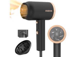 ANIEKIN Hair Dryer, 1875W Ionic Blow Dryer with Diffuser and Concentrator for Women Curly Hair Fast Drying as Constant Temperature, Portable Hair Dryer for Travel, Black