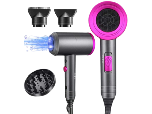 Ionic Hair Dryer, 1800W Professional Blow Dryer (with Powerful AC Motor), Negative Ion Technolog, 3 Heating/2 Speed/Cold Settings, Contain 2 Nozzles and 1 Diffuser, for Home Salon Travel Woman Kids