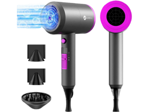 Slopehill Professional Ionic Hair Dryer, Powerful 1800W Fast Drying Low Noise Blow Dryer with 2 Concentrator Nozzle 1 Diffuser Attachments for Home Salon Travel