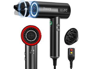 H8 Professional Ionic High Speed Hair Dryer with Diffuser for Curly Hair 110,000RPM Brushless Motor for 5X Fast Drying, Thermo-Control, Magnetic Nozzle, 4 Heat & 4 Speed with HD Display, 1400W