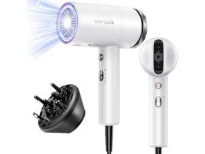 Wavytalk Hair Dryer with Diffuser 1875W Ionic Blow Dryer for Fast Drying with Concentrator Lightweight White.