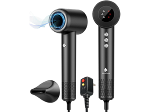 Hair Dryer, High Speed Negative Ionic Blow Dryer with 110, 000 RPM Brushless Motor for Fast Drying, 1500W Low Noise Thermo-Control 4 Temps & 3 Speeds Hairdryer with Magnetic Nozzle for Hair Care, Home