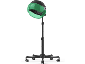 TASALON Professional Ionic Hooded 1875W Hair Dryer with 3 Temperature Settings, Transparent Glitter Visor, Side Switch, Rolling Wheels & Timer, Stand Blow Dryer for Salon, Spa and Home Use - Green