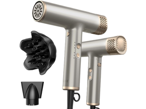 YAPOY Professional Hair Dryer with Diffuser Fast Drying 200 Million Ionic Blow Dryer with 110, 000 RPM High-Speed No Heat Damage Intelligent Thermo-Control Low Noise, Silver
