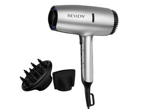 REVLON Dry Max Hair Dryer with Diffuser for Natural Curls| Prevents Frizz, Speeds Drying Time, and Reduces Damage, Plus Concentrator for Precise Styling, 1875 Watts (Silver)