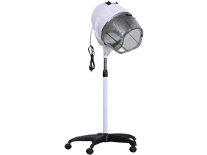 BarberPub Adjustable Hooded Floor Hair Bonnet Dryer Professional Stand Up Rolling Base with Wheels Beauty Salon Spa Equipment VHD08 (Pure White)