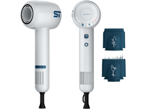 Supreme Trimmer Hair Dryer Negative Ion 110,000 RPM | Fast Drying & Low Noise Blow Dryer 1400W Brushless Motor | Magnetic Attachments, 3 Heat & 3 Speed Settings + Cool Shot | SHD347 White