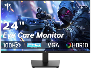 KTC 24 Inch 1080P Full HD Computer Monitor, 100Hz Gaming Office Monitor with HDR10, Freesync, HDMI & VGA Ports, VESA Wall Mountable,Tilt Adjustable,Eye Care,Frameless Ergonomic Design, H24V27