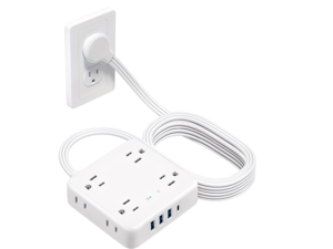 HOPOW Flat Plug Power Strip, 5 Ft Ultra Thin Flat Extension Cord with 8 Outlets 4 USB Ports (1 USB C), 1440 J Surge Protector, Wall Mount for Office Home, White HOPOW Flat Plug Power Strip, 5 Ft Ultra Thin Flat Extension Cord with 8 Outlets 4 USB Ports (1 USB C), 1440 J Surge Protector, Wall Mount for Office Home, White