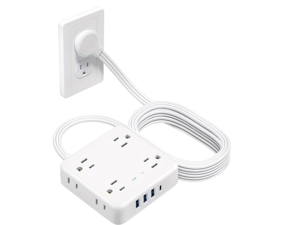HOPOW Flat Plug Power Strip with 15W USB C Port, 5 Ft Ultra Thin Extension Cord with 8 Outlets & 4 USBs, 1440 Joules Surge Protector, Power Delivery High-Speed Charging Station for iPhone13/12, White HOPOW Flat Plug Power Strip with 15W USB C Port, 5 Ft Ultra Thin Extension Cord with 8 Outlets & 4 USBs, 1440 Joules Surge Protector, Power Delivery High-Speed Charging Station for iPhone13/12, White