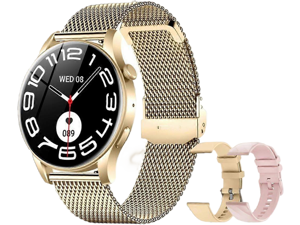 Ecocleanpath Women's Gold AMOLED Smartwatch with Blood Pressure & Heart Rate Monitor, 100+ Sports Modes Ecocleanpath Women's Gold AMOLED Smartwatch with Blood Pressure & Heart Rate Monitor, 100+ Sports Modes
