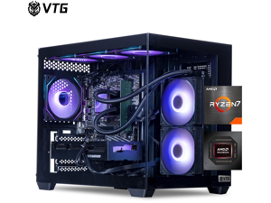 VTG Gaming Desktop PC , Ryzen7 5700X, Radeon RX 9060XT , 16GB DDR4,1TB NVMe SSD, 550W PSU, AIO liquid cooler,Wi-Fi,,ARGB Fans , Windows 11 Home 64-bit ,Prebuilt Gaming Pc New computer