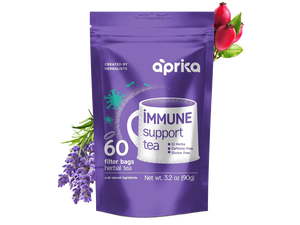Aprika Life Immune Support Tea with Soothing, Delicious Lemon Balm, Peppermint, Rose Hips, Chamomile, Lavender, Lemongrass. Rich in Vitamins & Antioxidants - 60 Bags Aprika Life Immune Support Tea with Soothing, Delicious Lemon Balm, Peppermint, Rose Hips, Chamomile, Lavender, Lemongrass. Rich in Vitamins & Antioxidants - 60 Bags