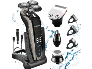 Electric Shaver Razor for Men Rechargeable 100% Waterproof Rotary for Shaving with Nose Trimmer Sideburns Trimmer Face Cleaning Brush