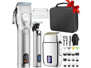 Lanumi Professional Hair Clippers Electric Razor Shavers Men 3 Piece Set Rechargeable Clippers and Trimmers Beard Trimmer Barber Kit with Travel Case Clippers for Hair Cutting Gifts for him