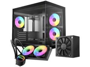 Raidmax i600 Micro-ATX Dual-Chamber Gaming Case, 3 ARGB Fans Pre-Installed, Panoramic Glass, Bundled 700W Power Supply & 240mm Liquid Cooler, Compact High-Airflow Build Raidmax i600 Micro-ATX Dual-Chamber Gaming Case, 3 ARGB Fans Pre-Installed, Panoramic Glass, Bundled 700W Power Supply & 240mm Liquid Cooler, Compact High-Airflow Build