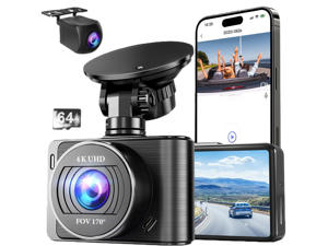 Dash Camera, 4K/1080p Dash Camera Front and Rear, Built-in 5GWiFi, Dash Cam with 64GB SD Card, Full HD 2.0 IPS Screen, for App Control, G-Sensor, Loop Recording, and Parking Mode Dash Camera, 4K/1080p Dash Camera Front and Rear, Built-in 5GWiFi, Dash Cam with 64GB SD Card, Full HD 2.0 IPS Screen, for App Control, G-Sensor, Loop Recording, and Parking Mode