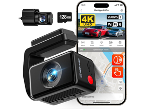 REDTIGER F4 Pro 4K Dash Cam Front and Rear, STARVIS 2 Sensor, 128GB Card Included, Built-in 5.8GHz WiFi6, 2.2inch Touch Screen Dash Camera for Cars, Voice Control, 24H Parking Mode REDTIGER F4 Pro 4K Dash Cam Front and Rear, STARVIS 2 Sensor, 128GB Card Included, Built-in 5.8GHz WiFi6, 2.2inch Touch Screen Dash Camera for Cars, Voice Control, 24H Parking Mode