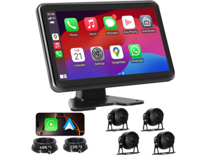 4 Channel Backup Camera Dash Cam System for Trucks, RVs, Trailers, Carplay & Android Auto, 10'' Touch Screen Monitor & DVR Recording, 4 HD1080P Wired Rearview Reverse Cameras IP68-rated.. 4 Channel Backup Camera Dash Cam System for Trucks, RVs, Trailers, Carplay & Android Auto, 10'' Touch Screen Monitor & DVR Recording, 4 HD1080P Wired Rearview Reverse Cameras IP68-rated..