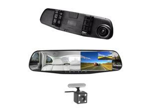 Car DVR Rear View Mirror Video Recroder 4.3" inch Back Up Car Camera Dual Lens Cam Night Vision Front and Rear Backup Reverse Security for Car Car DVR Rear View Mirror Video Recroder 4.3" inch Back Up Car Camera Dual Lens Cam Night Vision Front and Rear Backup Reverse Security for Car