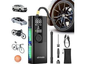 Tire Inflator Portable Air Compressor - Air Pump For Car Tires with Digital Pressure Gauge, LED Light and Auto Shut-Off Function - Cordless Pump for Car, Motorcycle, Bicycle, Balls and More