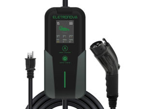 Eletronova Level 1 EV Charger 240V /15 Amp UL & Energy Star Certified Metal Case Indoor/Outdoor Charging Station,NEMA 5-15 Plug 25-Foot Cable for Electric Cars