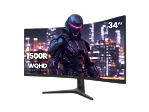 CRUA 34Inch Ultrawide Gaming Monitor, WQHD(3440*1440P)144Hz/165Hz Curved Monitor,1500R, 99% sRGB, Computer Monitor That Support AMD Freesync, HDMI 2.0 & Displayport 1.4,Wall Mountable Installs-Black