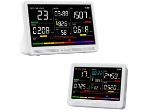 16 in 1 Indoor Air Quality Monitor, 5.5" Display, 10 Hours Battery Life, Detects CO2, TVOC, PM2.5, PM1.0, PM10, HCHO, Temperature & Humidity, AQI with 7 Alert Modes, Portable Air Tester 16 in 1 Indoor Air Quality Monitor, 5.5" Display, 10 Hours Battery Life, Detects CO2, TVOC, PM2.5, PM1.0, PM10, HCHO, Temperature & Humidity, AQI with 7 Alert Modes, Portable Air Tester