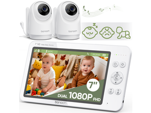 bonoch V2.0 1080P Baby Monitor with 2 Cameras, 7-inch Split Screen No WiFi, Dual Video with Audio, Sleep/Crying/Motion Detection, White Noise, VOX, PTZ, Night Vision bonoch V2.0 1080P Baby Monitor with 2 Cameras, 7-inch Split Screen No WiFi, Dual Video with Audio, Sleep/Crying/Motion Detection, White Noise, VOX, PTZ, Night Vision