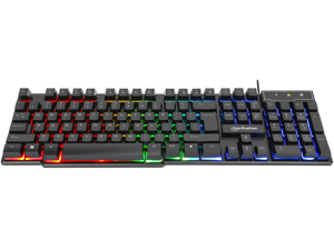 Manhattan RGB LED Gaming Keyboard - Ergonomic, Spill-Resistant, Multimedia Controls, Adjustable Backlighting for Ultimate Gaming Experience - 180603