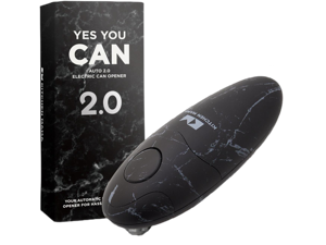 Kitchen Mama Electric Can Opener 2.0: Upgraded Blade Opens Any Can Shape - No Sharp Edge, Food-Safe, Handy with Lid Lift, Battery Operated Handheld Can Opener (Marble Black)