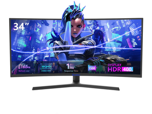 Sealan 34 inch Curved Ultrawide Computer Gaming Monitor 165Hz,UWQHD 3440x1440,1500R -PIP,1ms (MPRT),HDR, 300nits, sRGB99%,FreeSync,HDMI2.0(TMDS) x2,DP1.4 x2,Eye Care,VESA,Support Lifting Base