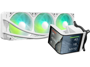 TRYX Panorama SE 360 ARGB White 360mm AIO Rotatable 6.5'' AMOLED Curved Screen 3D Anamorphic Effect Customizable AIO Cooler 360mm White Asetek Adela 280w TDP Intel LGA 1851/1700/1200/115X AMD AM5/AM4