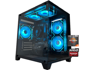 YAWYORE Gaming Desktop Computer PC,AMD Ryzen 5 5600GT,16GB RAM and 1TB M.2 NVMe PCle4.0,ARGB FAN,WiFi+BT5.0,Game Design Office console,Sea View Room,Prebuilt Gaming PC Tower