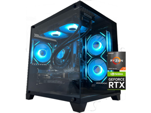 YAWYORE Gaming PC Desktop computer, Ryzen 7 5700X,RTX 4060 ,32GB DDR4 RAM and 1TB M.2 NVMe SSD ,WiFi6E+BT5.3, 240 Liquid Cooler , ARGB Fans ,Game Design Office,Sea View Room,Windows 11 Tower Prebuilt