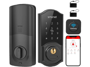 SMONET WiFi Smart Door Lock,Keyless Entry Keypad Deadbolt with Gateway Remote Control Digital Front Door Lock Bluetooth Electronic Auto Lock Touchscreen Work with Alexa Code for Home Office Airbnb SMONET WiFi Smart Door Lock,Keyless Entry Keypad Deadbolt with Gateway Remote Control Digital Front Door Lock Bluetooth Electronic Auto Lock Touchscreen Work with Alexa Code for Home Office Airbnb