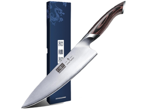 HOSHANHO Kitchen Knife in Japanese Steel AUS-10, High-Class Chef's Knife 8 inch Professional Cooking Knife, Non-slip Ultra Sharp Knife with Ergonomic Handle