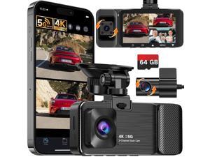 WECOOL 4K UHD 3 Channel Dash Cam Front and Rear Inside, Free 64GB Card Included, 360 Wide-Angle Full-View Dash Camera for Cars with Night Vision, 24H Parking Mode, G-Sensor, Loop Recording, 5GHz WiFi WECOOL 4K UHD 3 Channel Dash Cam Front and Rear Inside, Free 64GB Card Included, 360 Wide-Angle Full-View Dash Camera for Cars with Night Vision, 24H Parking Mode, G-Sensor, Loop Recording, 5GHz WiFi