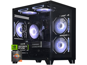 ALCPOK Gaming PC Desktop,AMD Ryzen 7 5700X 3.4GHz,RTX5060 8GB GDDR7 DLSS4,32GB DDR4 RAM 3200MHz,1TB NVME SSD,ARGB Cooling Fan,Supply WiFi Support Prebuilt Gaming Computer with Windows 11