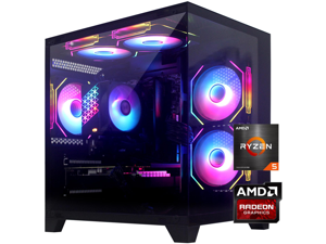 YLZKIX Gaming PC,AMD Ryzen 5 5600 3.5GHz(up to 4.4GHz), Radeon RX 6600 8GB Desktop Computer, 1TB NVMe SSD, 16GB DDR4 3200MHz, ,550W PSU,USB WIFI6&Bluetooth Windows 11 Home & AI Powered Gamer PC
