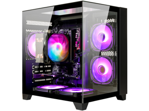 LXZ Gaming PC Desktop,AMD Ryzen 5 5600GT,16GB DDR4 3200MHz,1TB NVMe SSD,Supports WiFi 6, RGB Fans,Seaview-style PC case,Prebuilt Gaming PC Tower Black