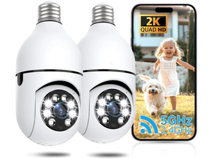 Light Bulb Security Camera 2 Packs, 5G&2.4GHz 2K Security Cameras Wireless Outdoor 360° PTZ Cameras for Home Security with Color Night Vision, 2 Way Talk, AI Human Detection, Screw in Light Socket Light Bulb Security Camera 2 Packs, 5G&2.4GHz 2K Security Cameras Wireless Outdoor 360° PTZ Cameras for Home Security with Color Night Vision, 2 Way Talk, AI Human Detection, Screw in Light Socket