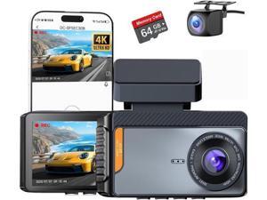 4K Dual Channel Dash Cam Front and Rear, Free 64GB Card Included, 5.8GHz WiFi Dash Camera for Cars, Built-in GPS, G-Sensor, 170°Wide Angle, 3" IPS Screen, 24H Parking Mode, Support 512GB Max 4K Dual Channel Dash Cam Front and Rear, Free 64GB Card Included, 5.8GHz WiFi Dash Camera for Cars, Built-in GPS, G-Sensor, 170°Wide Angle, 3" IPS Screen, 24H Parking Mode, Support 512GB Max
