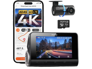 70mai A810S 4K Dual Dash Cam Front & Rear, STARVIS 2 HDR Super Night Vision, AI Motion Detection & 24/7 Parking, Built-in GPS, Wi-Fi & Optional 4G Remote Viewing, ADAS, Loop Recording, Time-Lapse 70mai A810S 4K Dual Dash Cam Front & Rear, STARVIS 2 HDR Super Night Vision, AI Motion Detection & 24/7 Parking, Built-in GPS, Wi-Fi & Optional 4G Remote Viewing, ADAS, Loop Recording, Time-Lapse