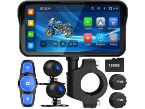 6.25" Motorcycle Carplay with GPS Navigation System, IPS Waterproof Touchscreen, Inculed SD-128GB, TPMS, HD Touch Screen Auto and Dual 1080P Camera/Dash Cam, Support iOS/Android, BT, Siri 6.25" Motorcycle Carplay with GPS Navigation System, IPS Waterproof Touchscreen, Inculed SD-128GB, TPMS, HD Touch Screen Auto and Dual 1080P Camera/Dash Cam, Support iOS/Android, BT, Siri