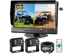 10.1" 2-Wired Backup Camera System, DVR Dual Screen Rear View Camera, IP69 Waterproof IR Night Vision, 20G Vibration-Proof for Trailer/Tractor/Truck/Combine/Skid Steer/Heavy Equipment/UTV, Y3 10.1" 2-Wired Backup Camera System, DVR Dual Screen Rear View Camera, IP69 Waterproof IR Night Vision, 20G Vibration-Proof for Trailer/Tractor/Truck/Combine/Skid Steer/Heavy Equipment/UTV, Y3