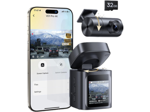 Baseus VD1 Pro Solar Dash Cam Front and Rear, 4K+1080P Dash Camera for Cars, Battery Powered Parking Mode, Starvis Night Vision, 32 GB Card Included, 5GHz WiFi, GPS, Wide Angle,Voice Control Baseus VD1 Pro Solar Dash Cam Front and Rear, 4K+1080P Dash Camera for Cars, Battery Powered Parking Mode, Starvis Night Vision, 32 GB Card Included, 5GHz WiFi, GPS, Wide Angle,Voice Control