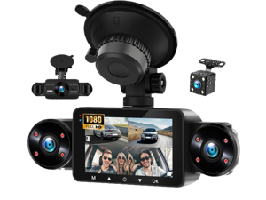 SIXTOP 4 Channel Dash Cam, 1080P Front and Rear Inside 360°View FHD Dash Cam for Car, 3 Inch IPS Screen Night Vision, Wide Angle Loop Recording, G-Sensor, 24H Parking Monitoring, Reverse Assist SIXTOP 4 Channel Dash Cam, 1080P Front and Rear Inside 360°View FHD Dash Cam for Car, 3 Inch IPS Screen Night Vision, Wide Angle Loop Recording, G-Sensor, 24H Parking Monitoring, Reverse Assist
